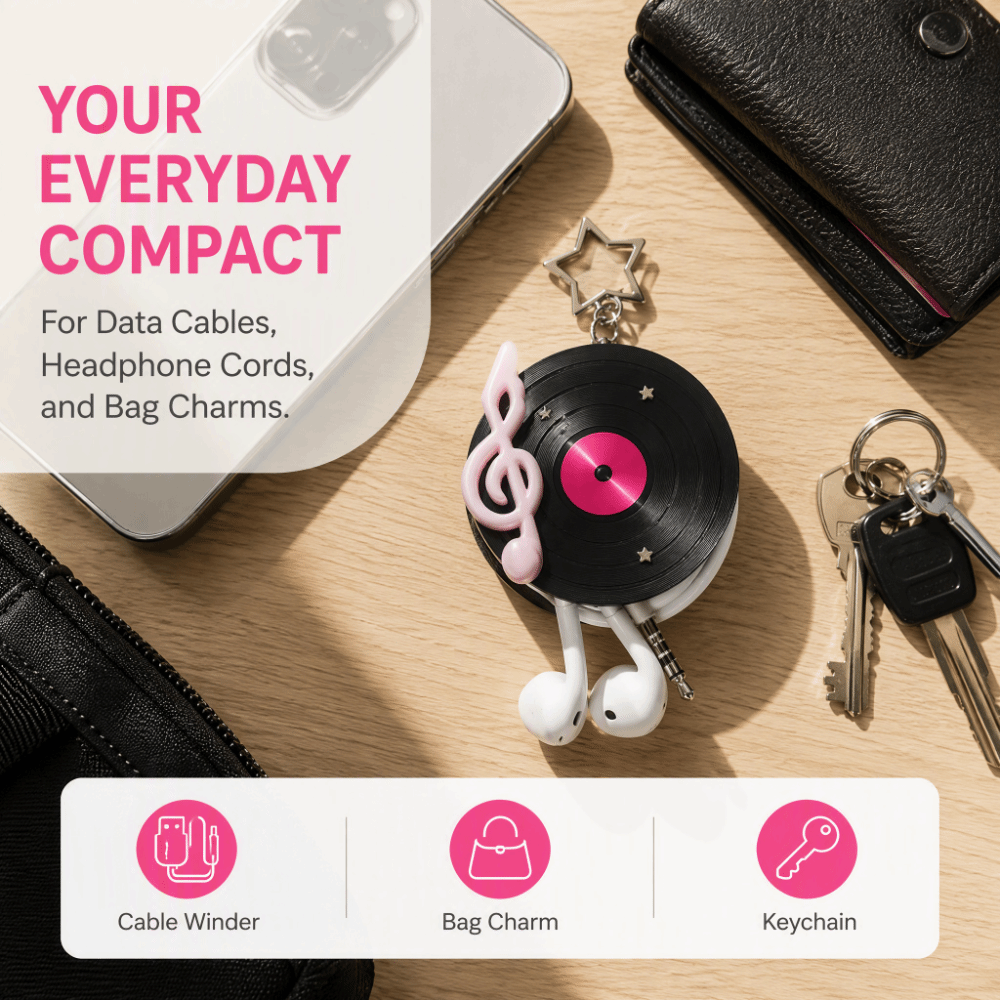 Cable Winder Keychain - Брелок в виде виниловой пластинки Y2K