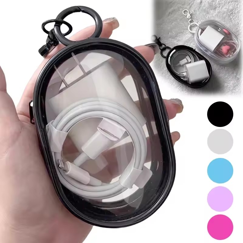 Cable Winder Keychain - Многофункциональный прозрачный органайзер для кабелей, сумка