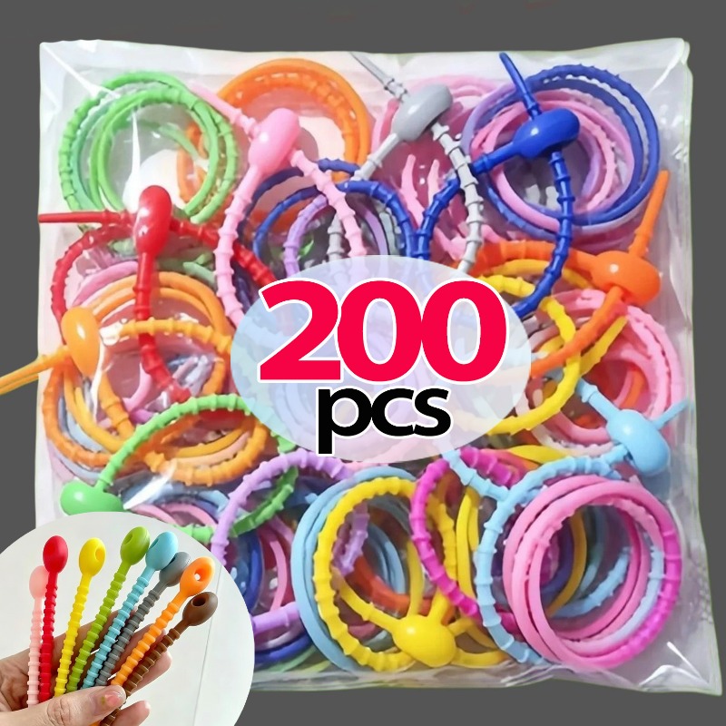 Cable Winder Keychain - 10/200 шт. силиконовые кабельные стяжки, разноцветные